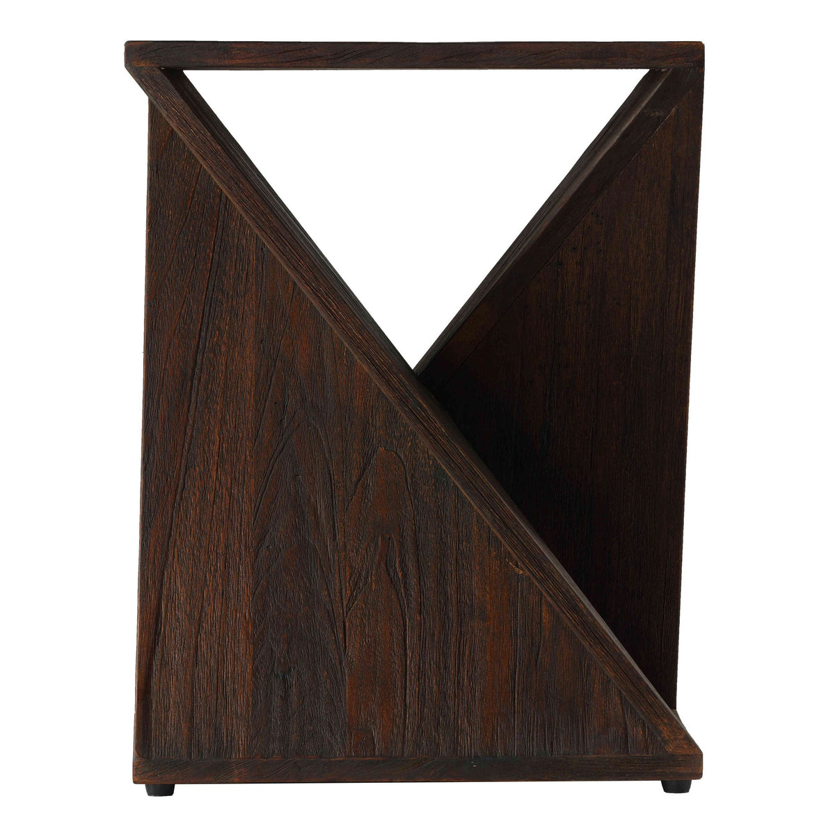 Bare Decor Twister End Table in Reclaimed Solid Teak Wood, Brown