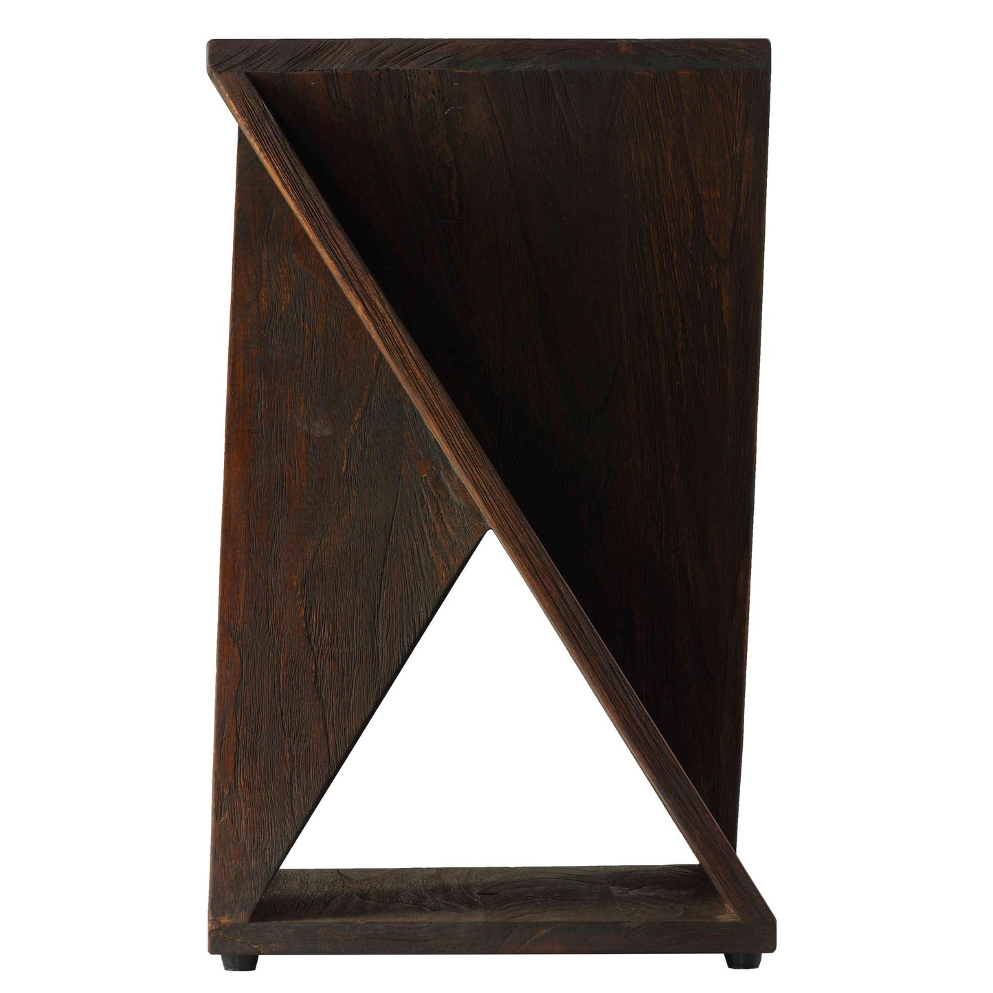 Bare Decor Twister End Table in Reclaimed Solid Teak Wood, Brown