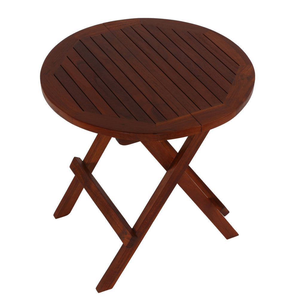 Bare Decor Karlyn Round Folding End Table in Teak Wood, 20"
