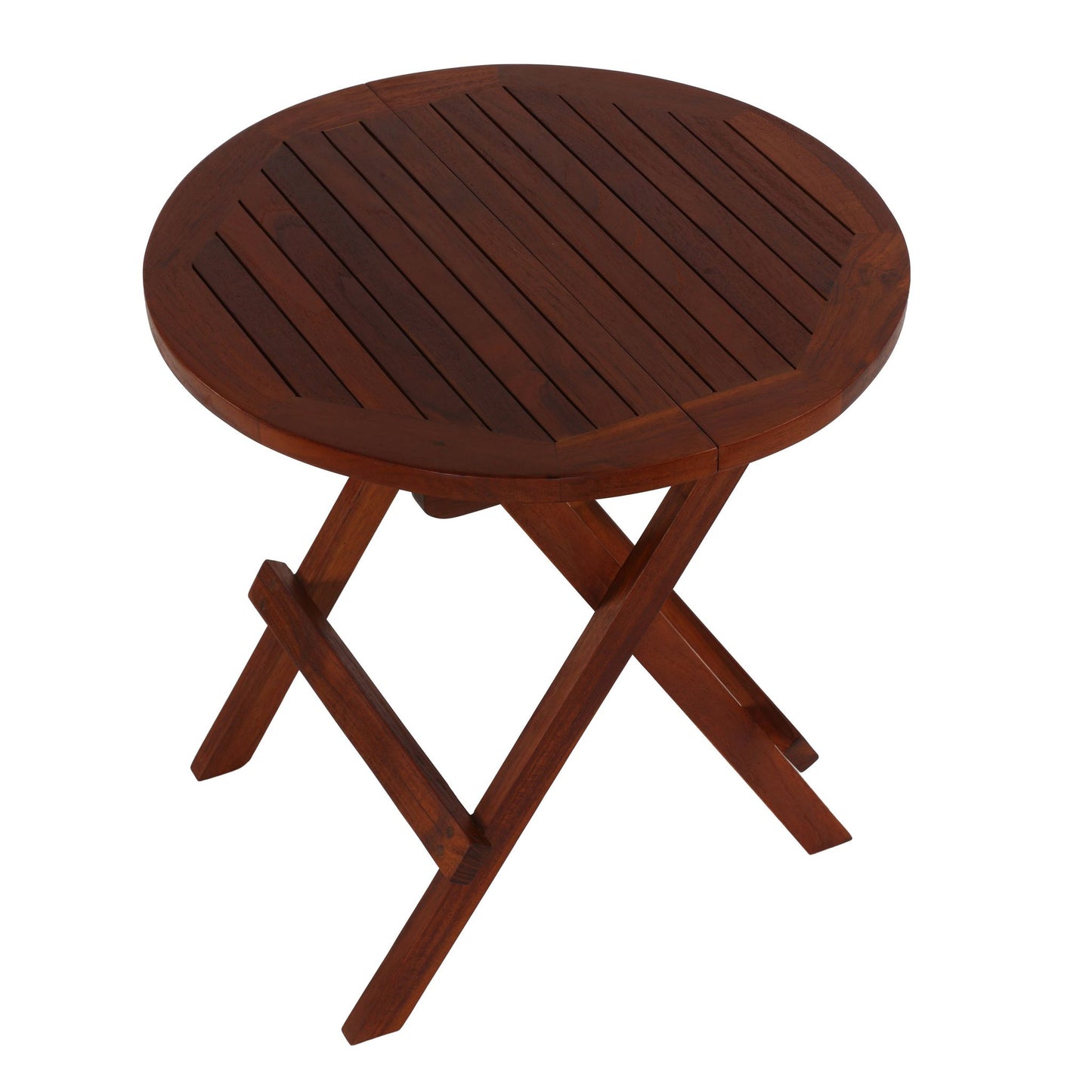 Bare Decor Karlyn Round Folding End Table in Teak Wood, 20"