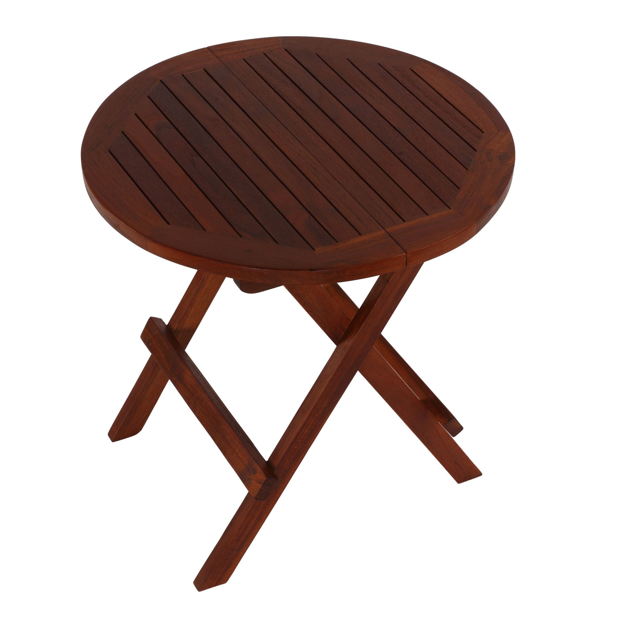 Bare Decor Karlyn Round Folding End Table in Teak Wood, 20"