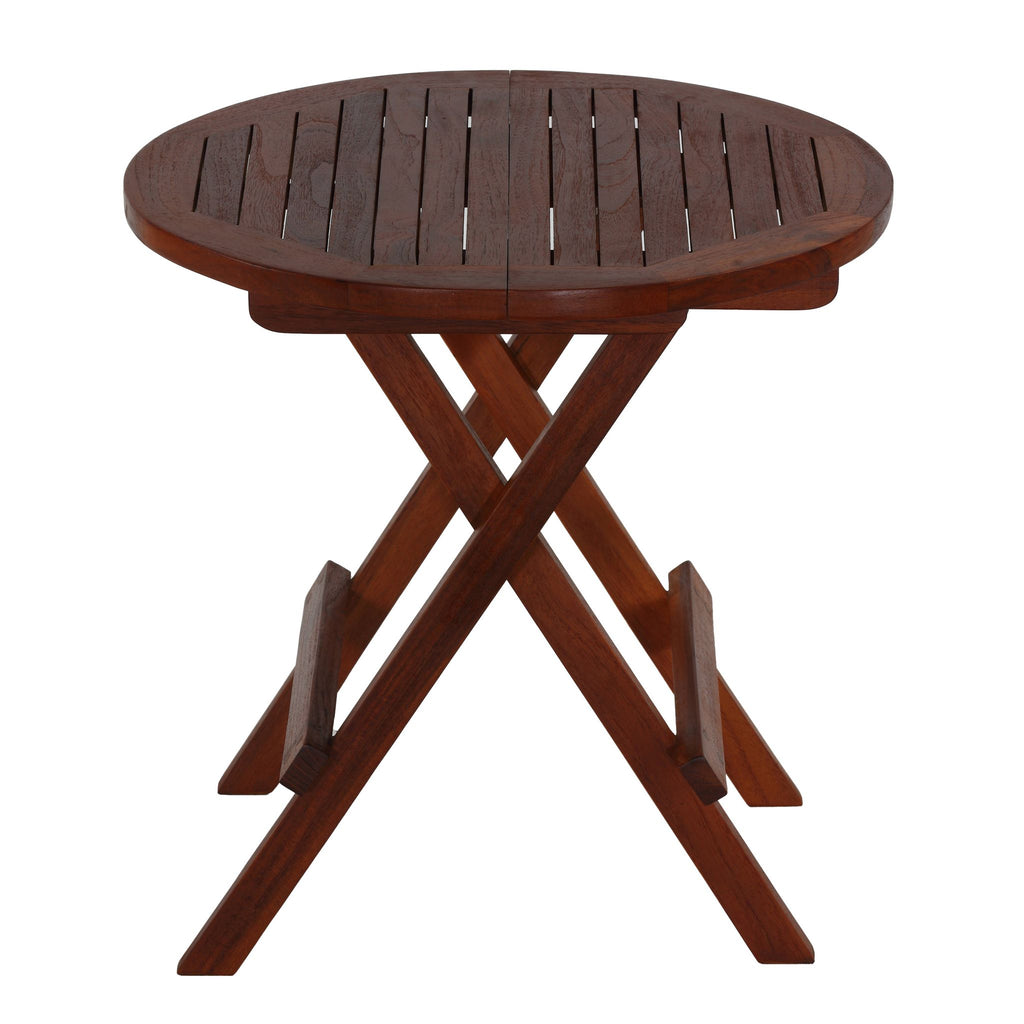 Bare Decor Karlyn Round Folding End Table in Teak Wood, 20"