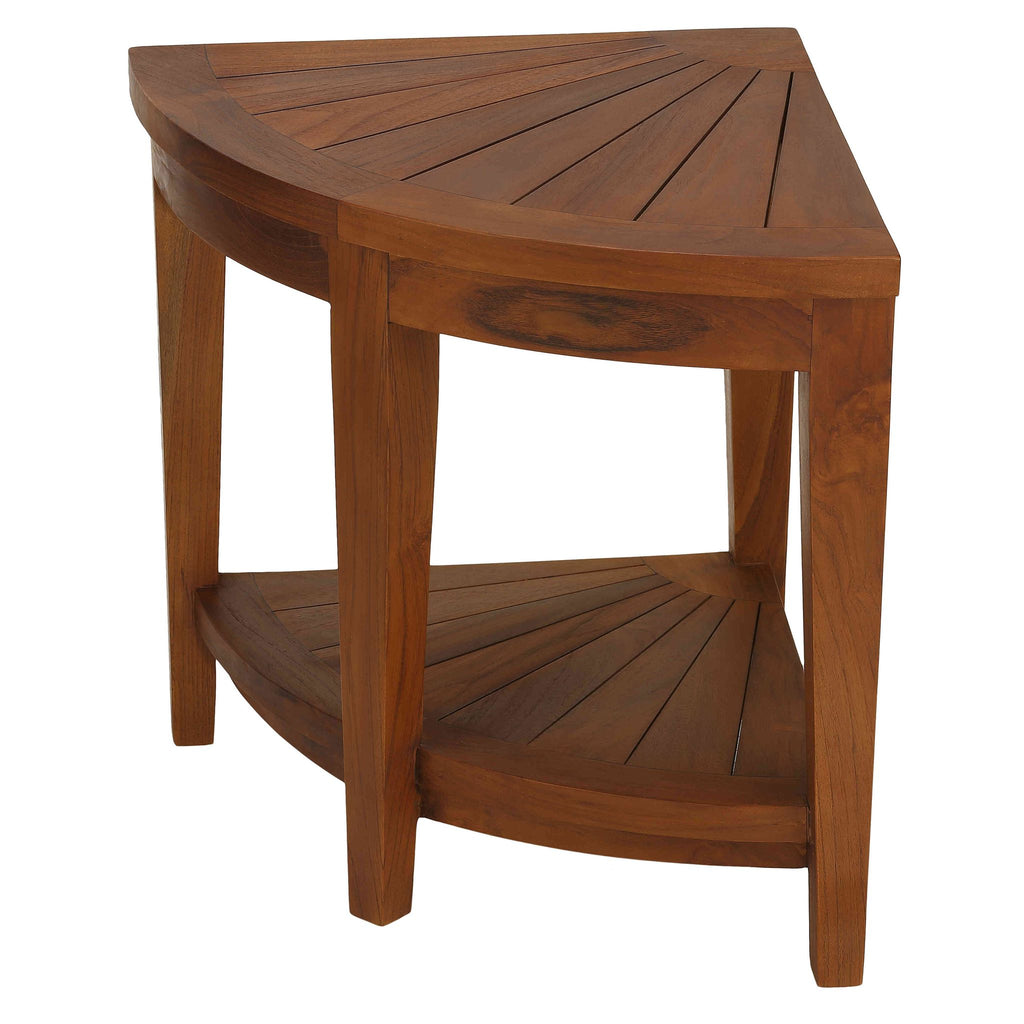 Bare Decor Hanna Corner Spa Shower Stool in Solid Teak Wood, 18"H