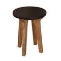 Bare Decor Calgary Small End Table, Two Tone Solid Acacia Wood, 17" Round