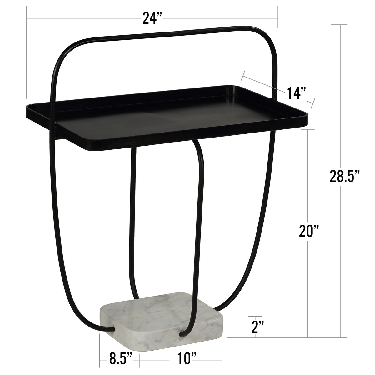 Bare Decor Saskatoon Accent Table Black Metal Frame with Marble Base