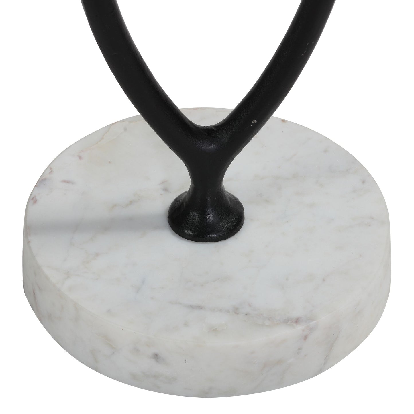 Bare Decor Aztec Table in Black Metal with White Marble Stone Base, 20x20x24