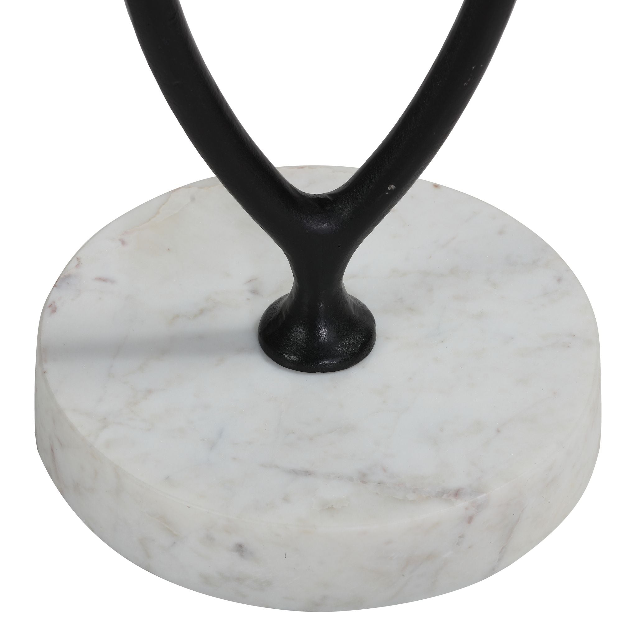 Bare Decor Aztec Table in Black Metal with White Marble Stone Base, 20x20x24