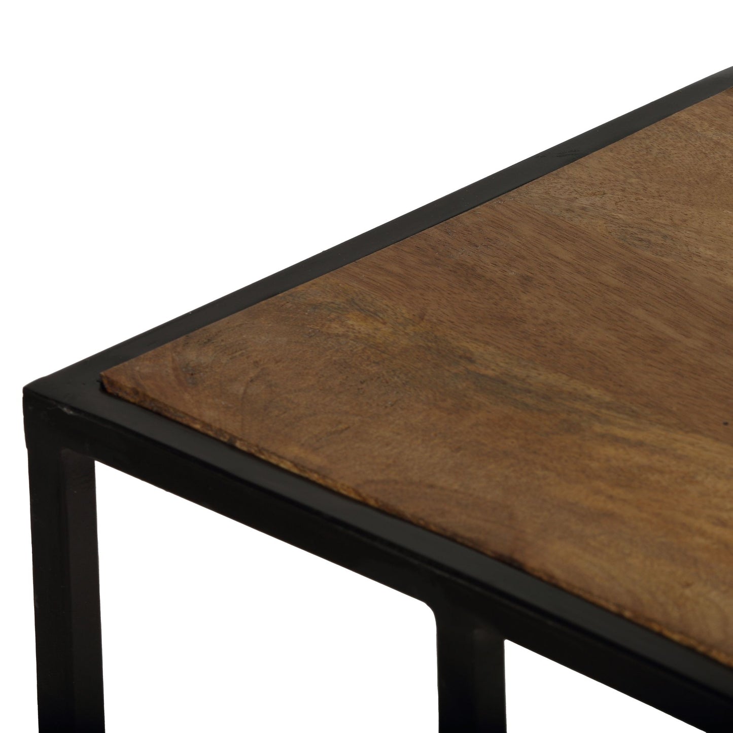 Bare Decor Toronto Accent C-Table in Black Metal and Wooden Top, 18x10
