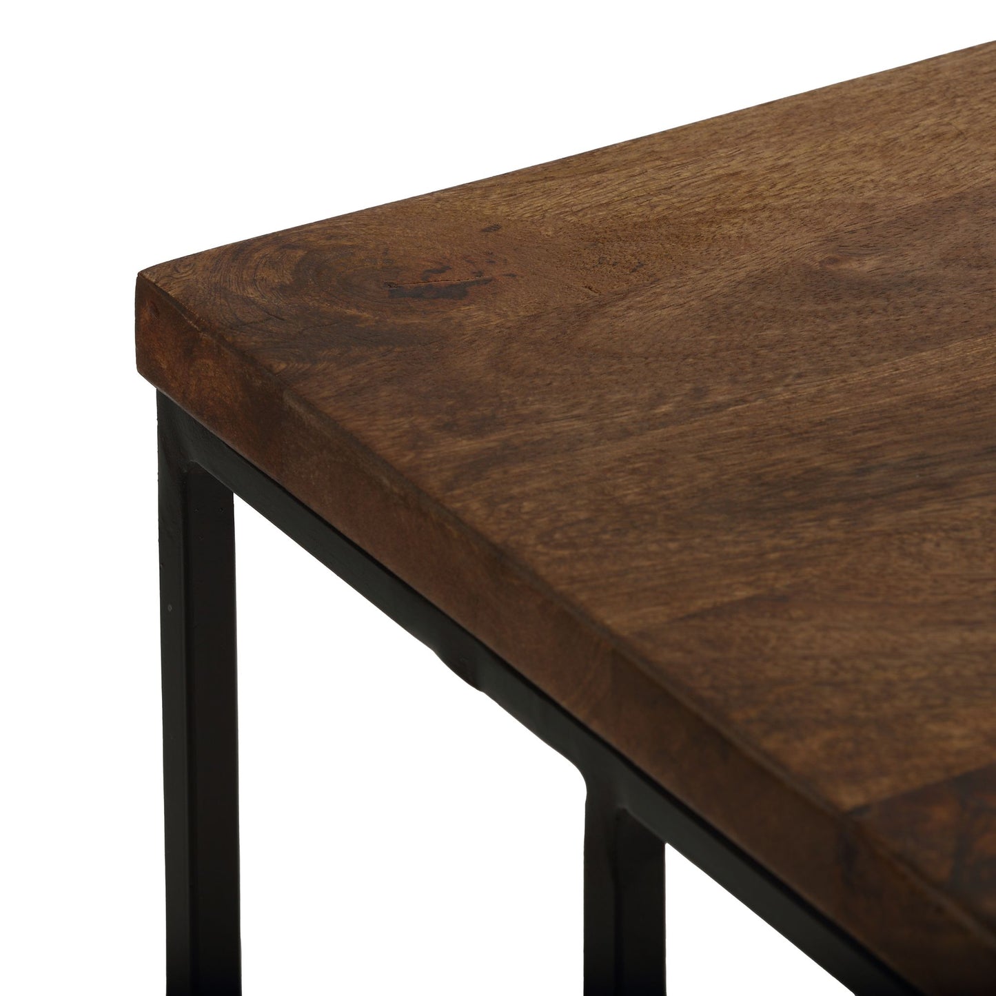 Bare Decor Beaufort Accent C Table in Black Metal and Mango Wood Top, 16x24x26