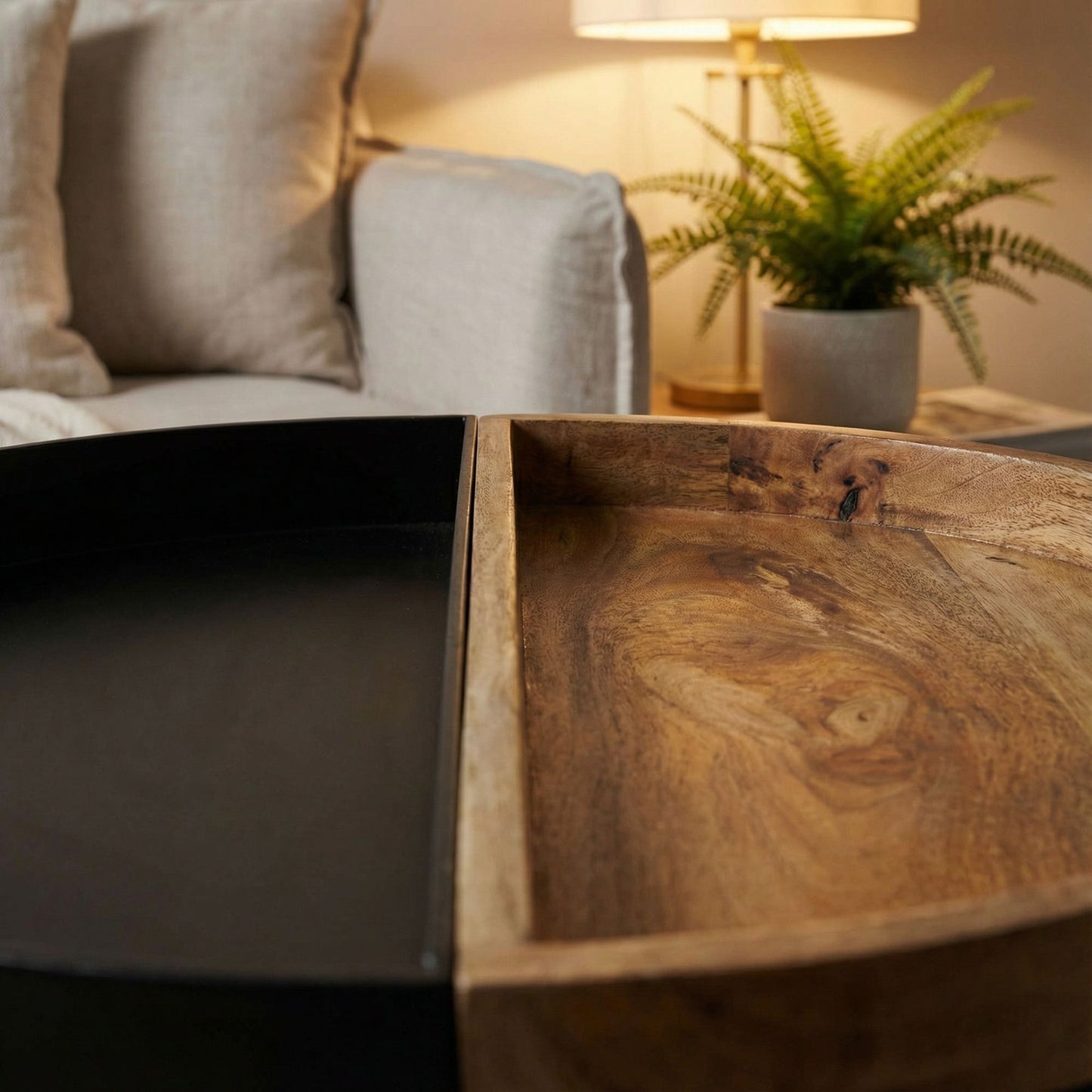 Bare Decor Dalma Accent Table with Half Wood Top and Half Metal, Round 22"