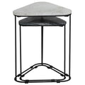 Bare Decor Selfy 2Pc Nesting Accent Tables in Black and White Triangle Marble