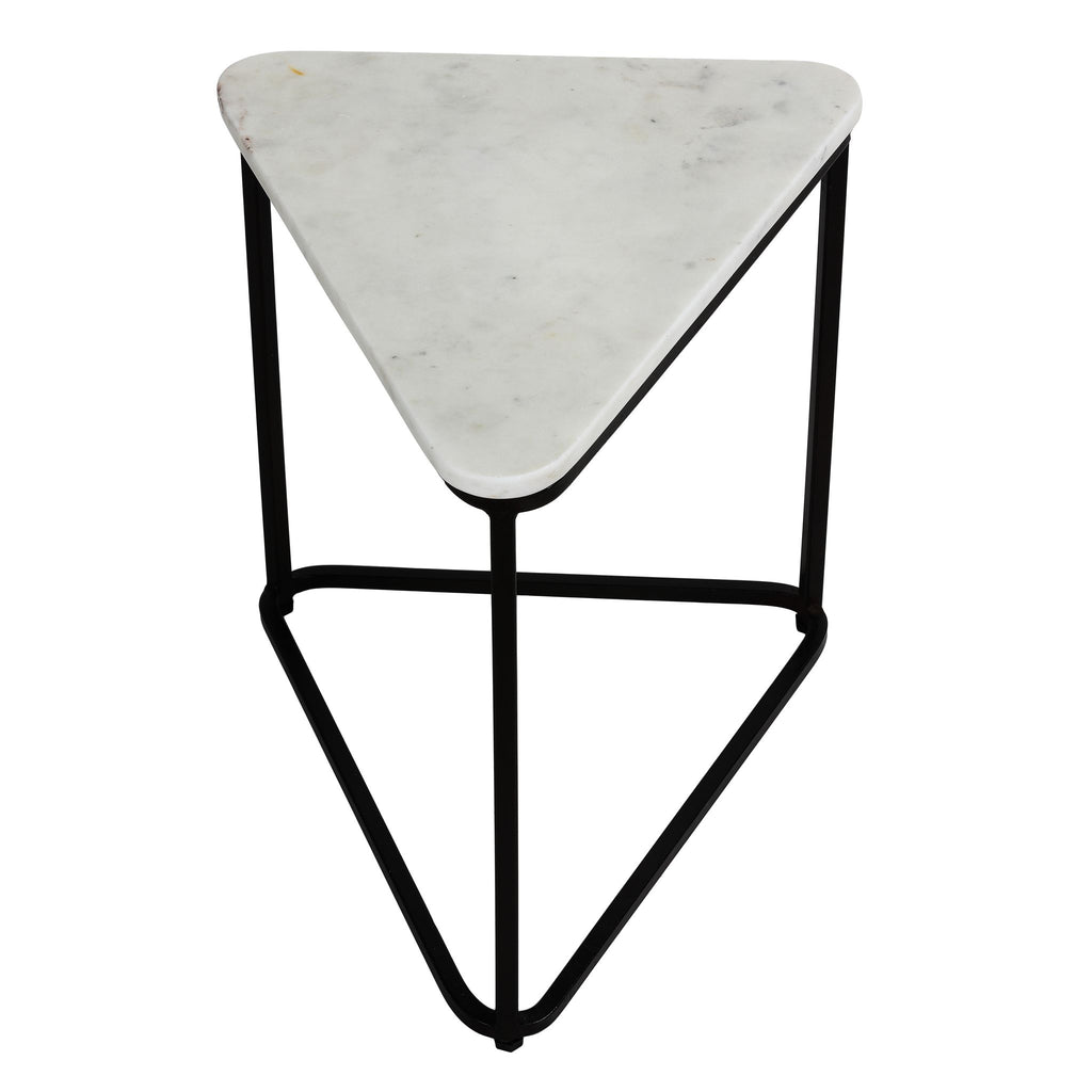Bare Decor Trinity Nesting Tables, White Marble and Black Metal Frame, Set of 3