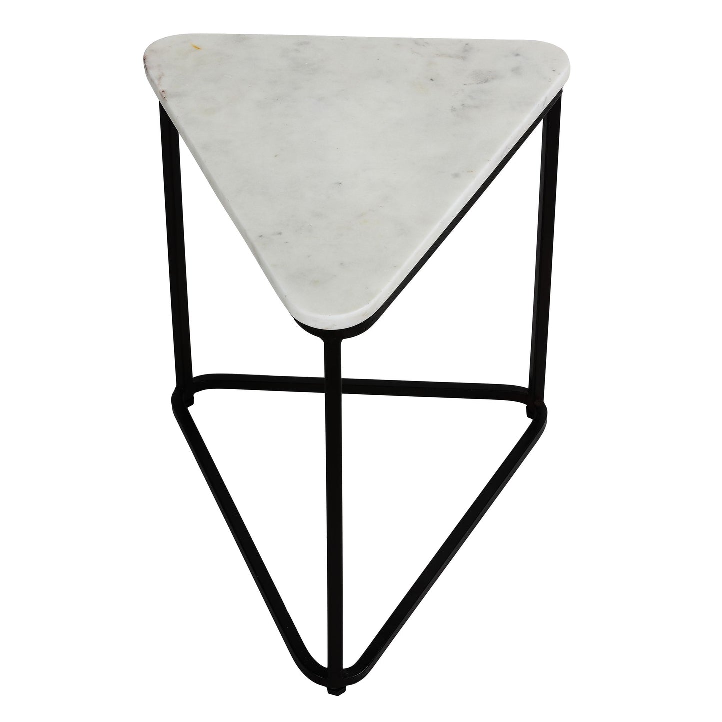 Bare Decor Trinity Nesting Tables, White Marble and Black Metal Frame, Set of 3