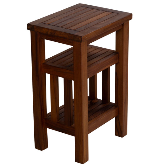 Bare Decor Simbi Spa Table in Solid Teak Wood, with Shelf
