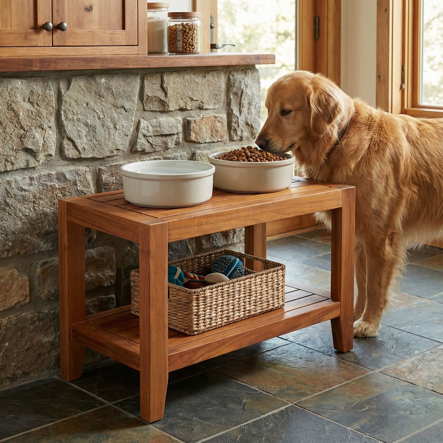Bare Decor Serenity Spa 24" Bench with Shelf in Solid Teak Wood