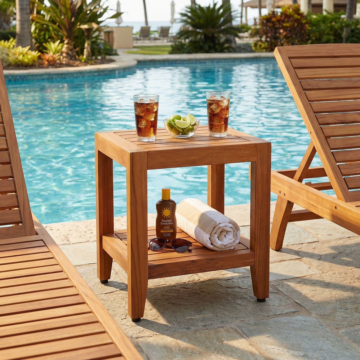 Bare Decor Stillwater Spa 17" Bench with Shelf in Solid Teak