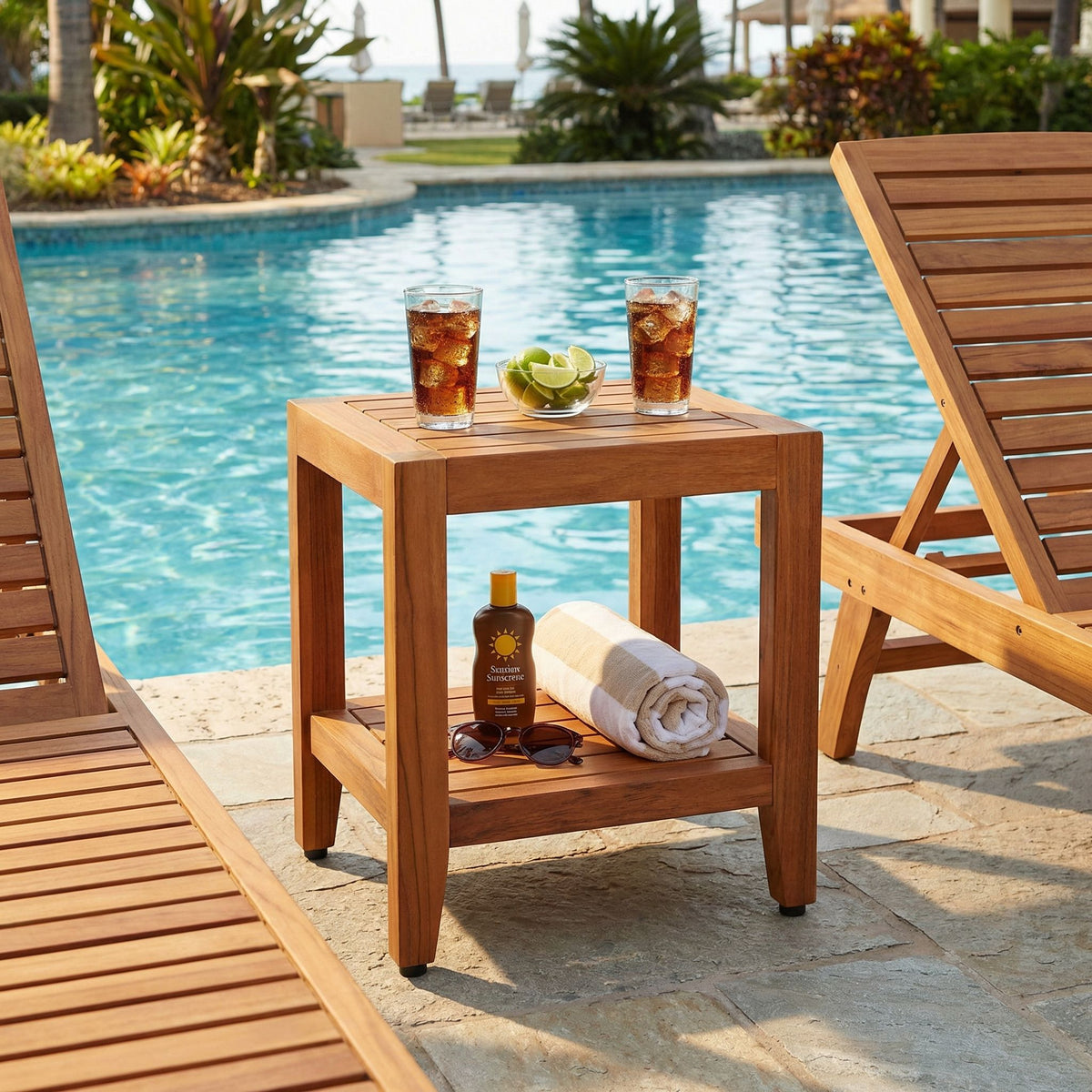 Bare Decor Stillwater Spa 17" Bench with Shelf in Solid Teak