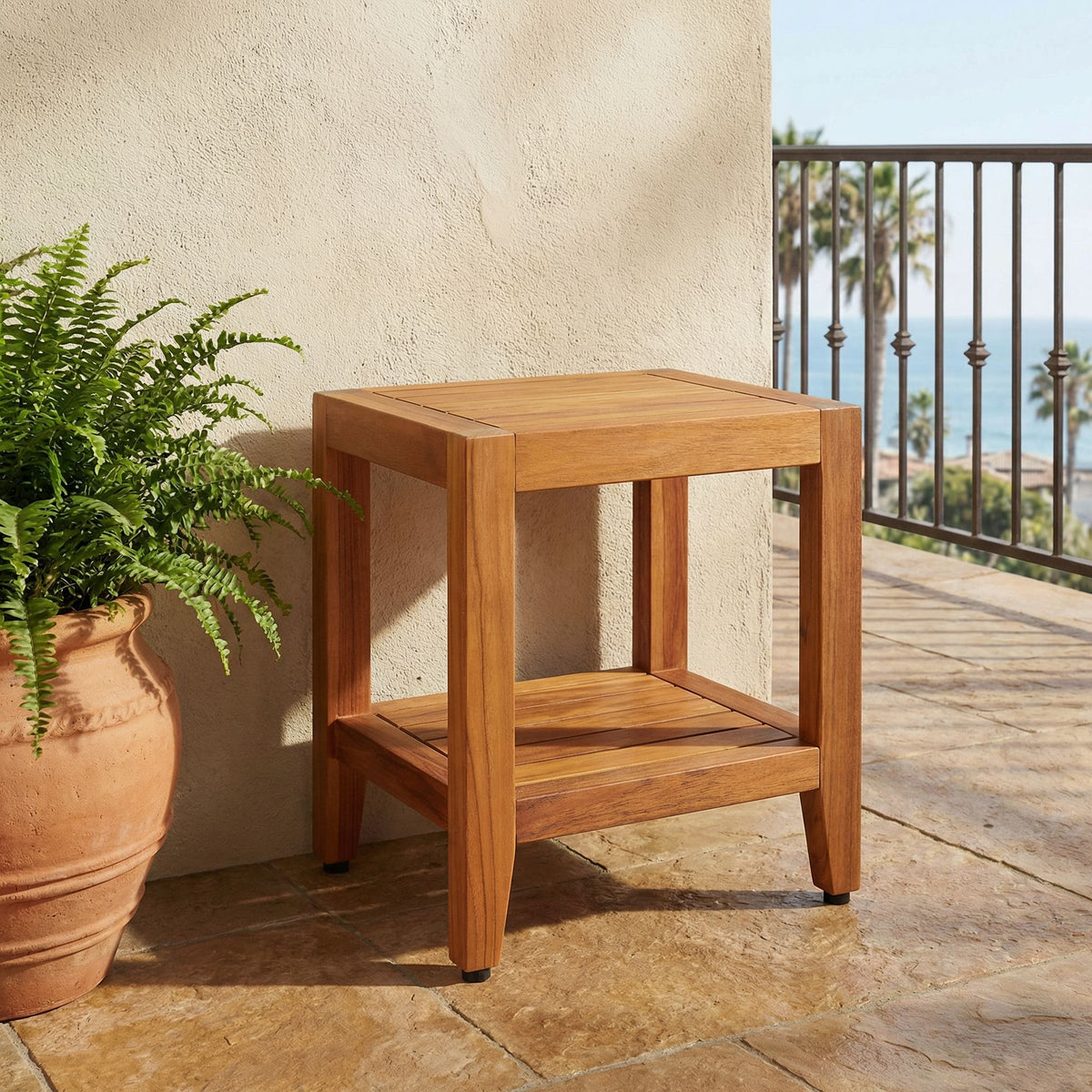 Bare Decor Stillwater Spa 17" Bench with Shelf in Solid Teak