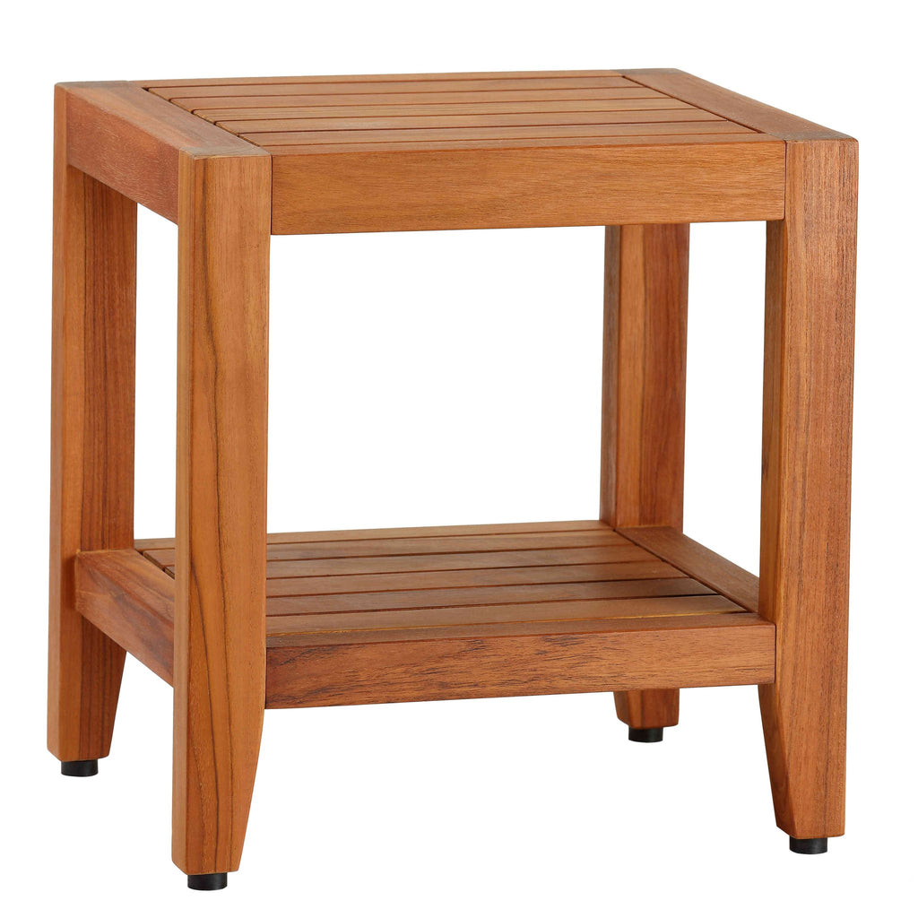 Bare Decor Stillwater Spa 17" Bench with Shelf in Solid Teak