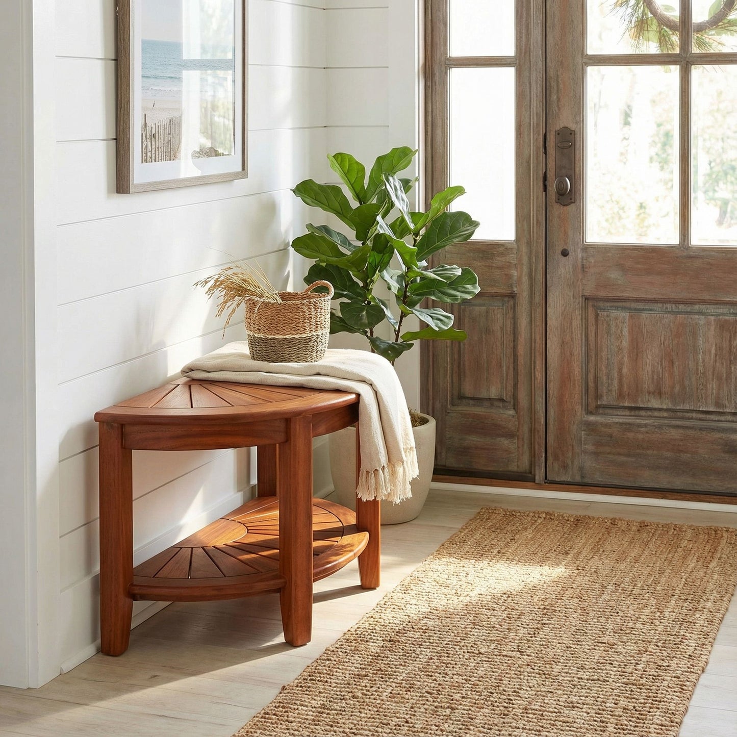 Bare Decor Chesser Solid Wood Half Circle Bench, 17"