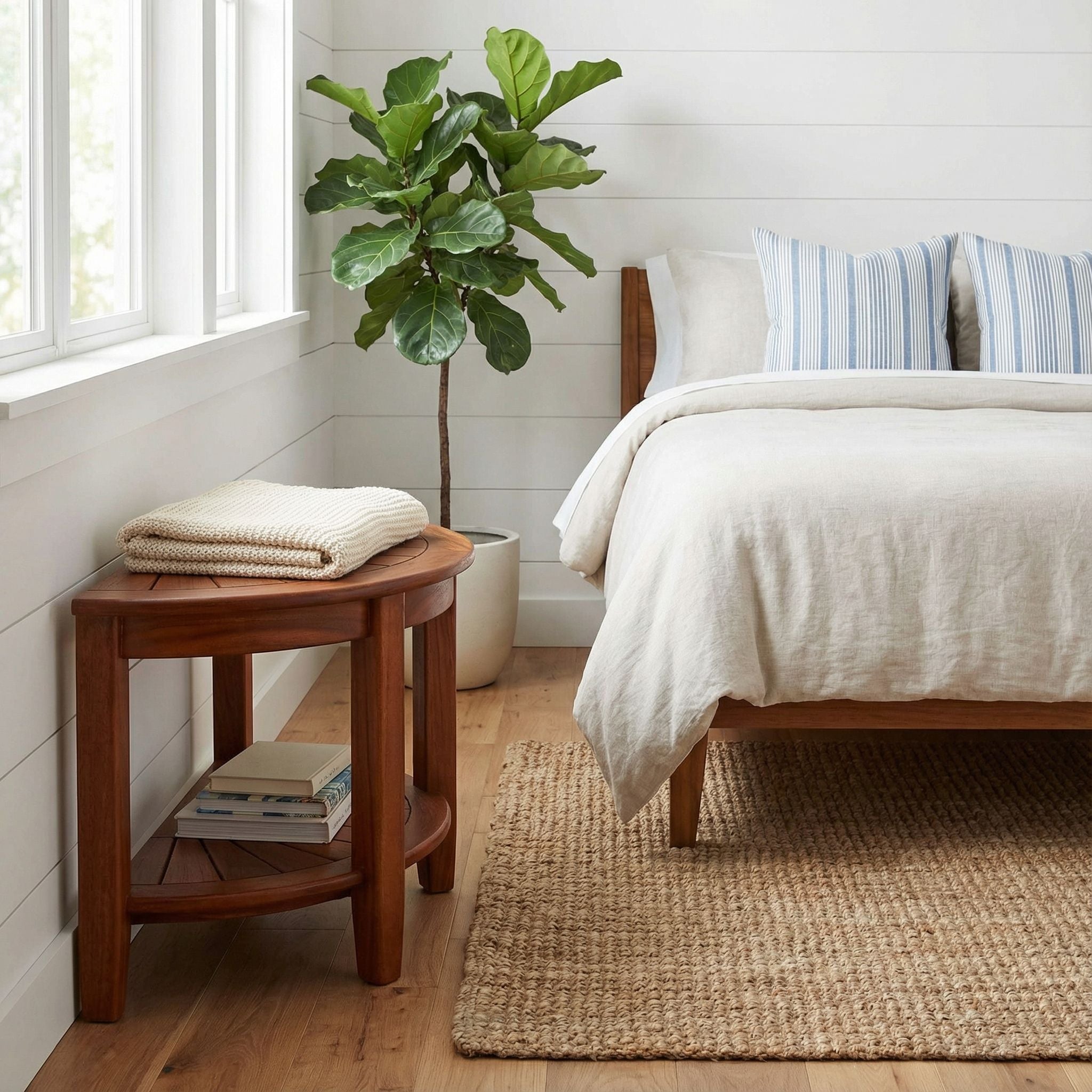 Bare Decor Chesser Solid Wood Half Circle Bench, 17"
