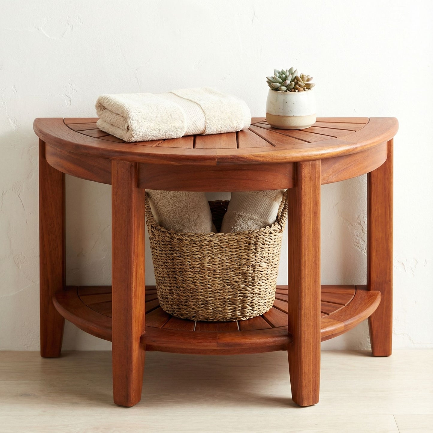 Bare Decor Chesser Solid Wood Half Circle Bench, 17"