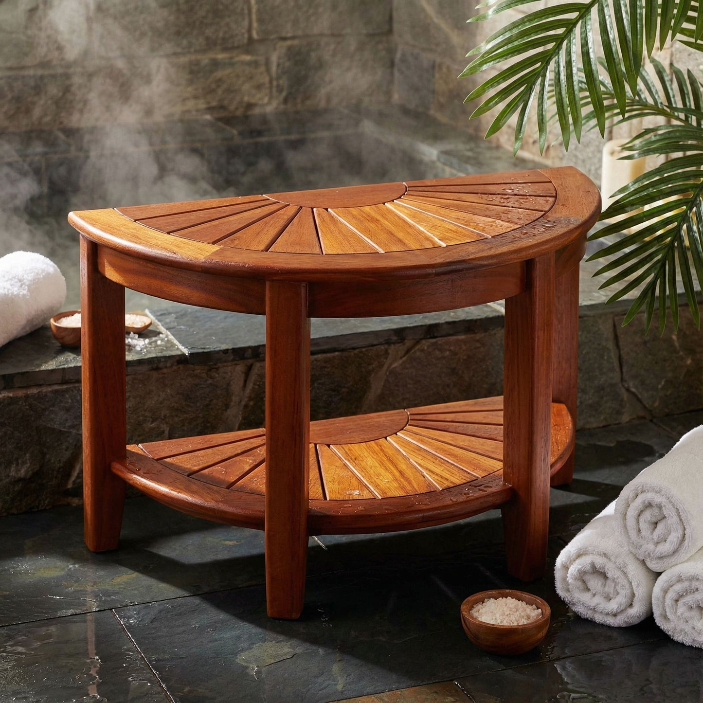 Bare Decor Chesser Solid Wood Half Circle Bench, 17"