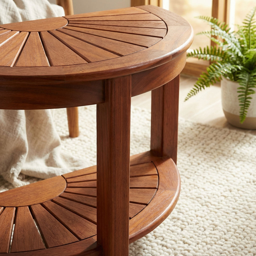 Bare Decor Chesser Solid Wood Half Circle Bench, 17"