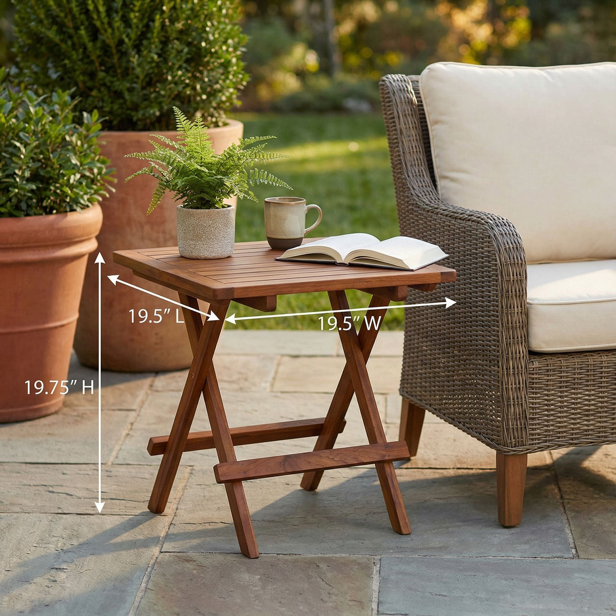 Bare Decor Ravinia Folding Teak Small Table, Oiled Finish