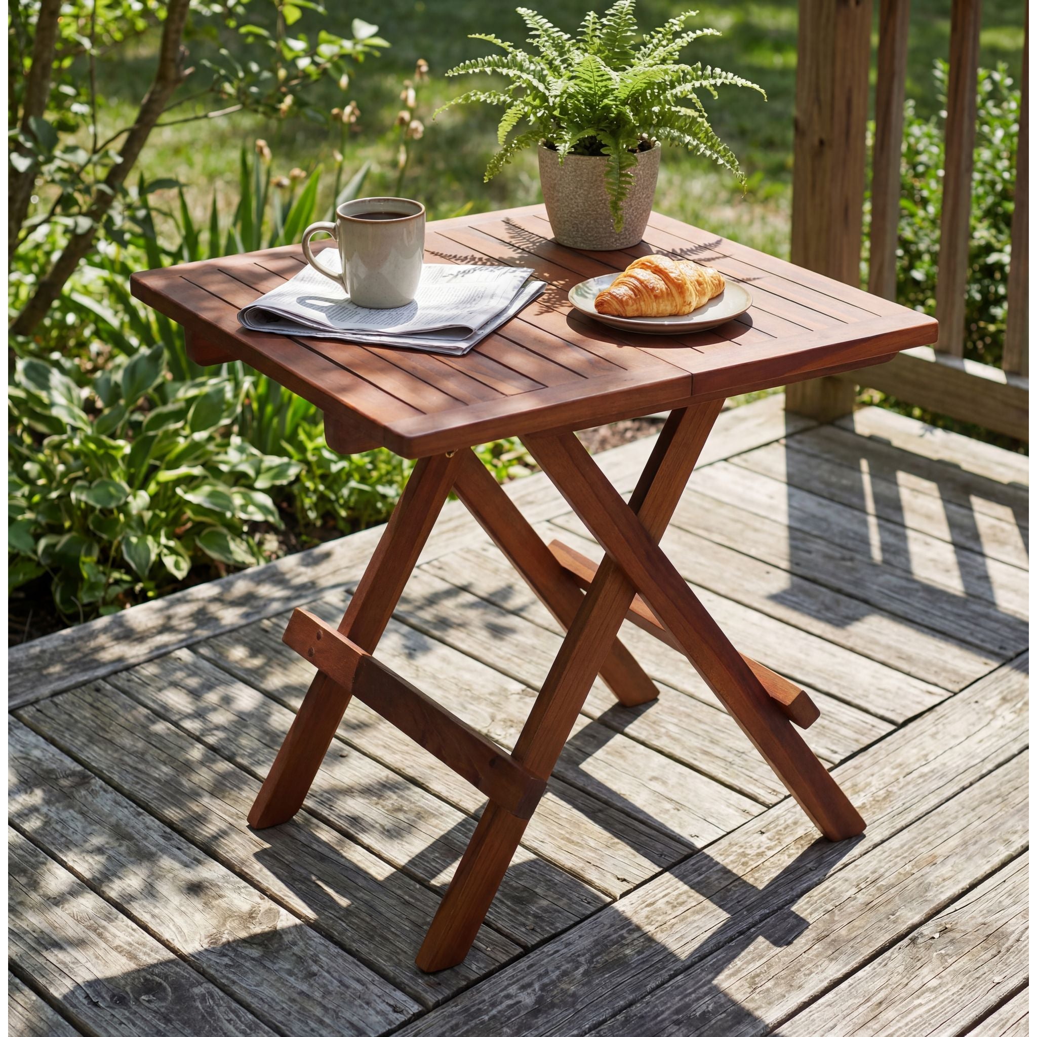 Bare Decor Ravinia Folding Teak Small Table, Oiled Finish
