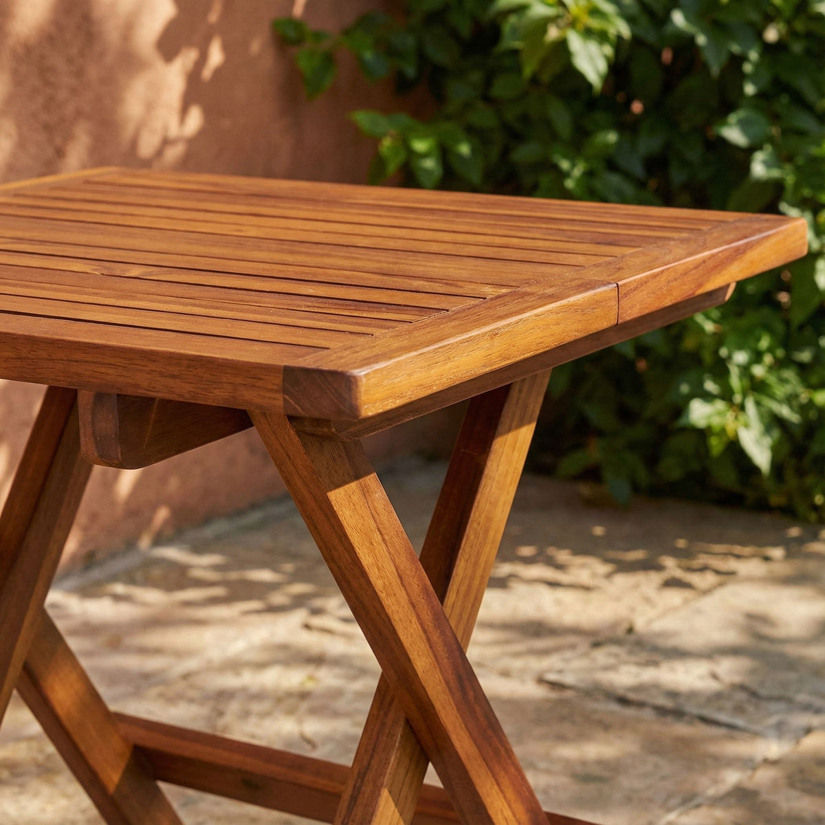 Bare Decor Ravinia Folding Teak Small Table, Oiled Finish