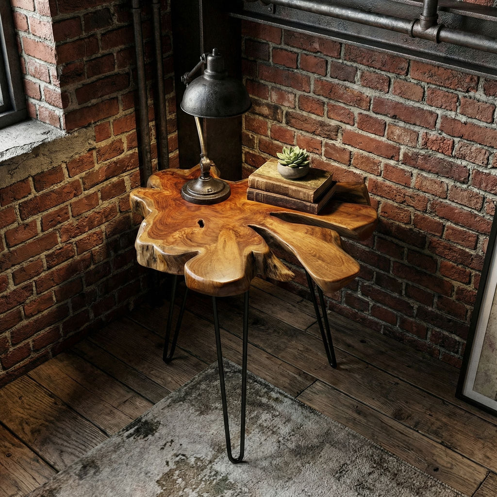 Bare Decor Evan Accent End Table with Solid Teak Root Top
