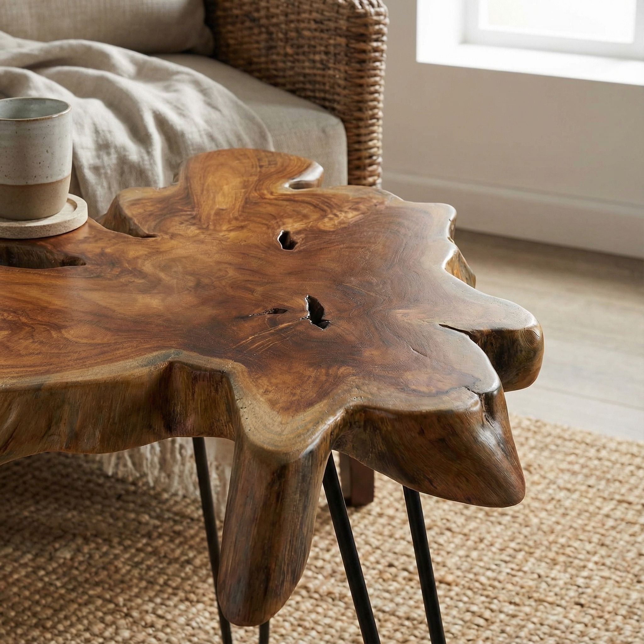 Bare Decor Evan Accent End Table with Solid Teak Root Top