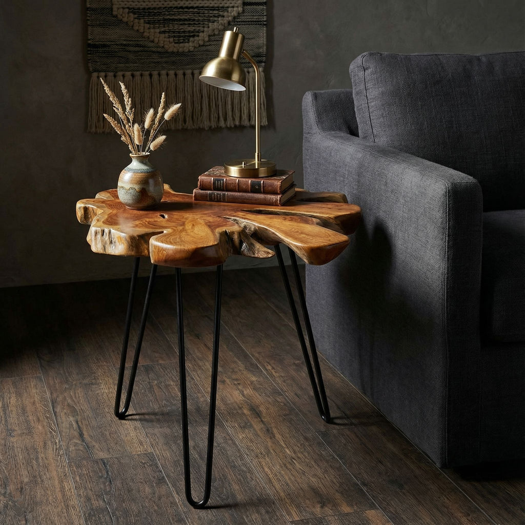 Bare Decor Evan Accent End Table with Solid Teak Root Top