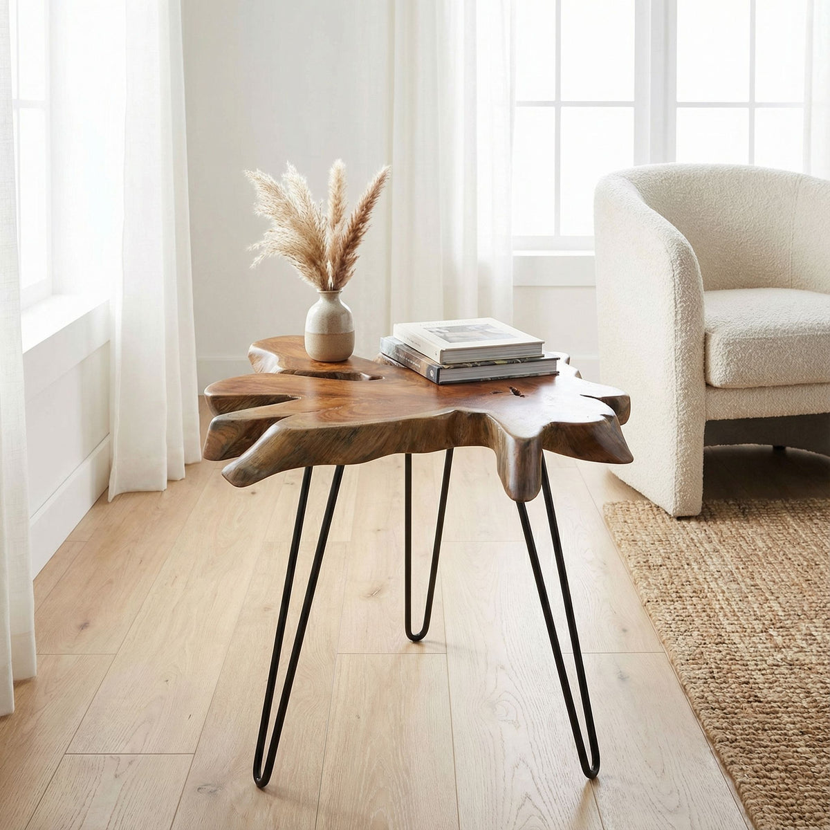 Bare Decor Evan Accent End Table with Solid Teak Root Top