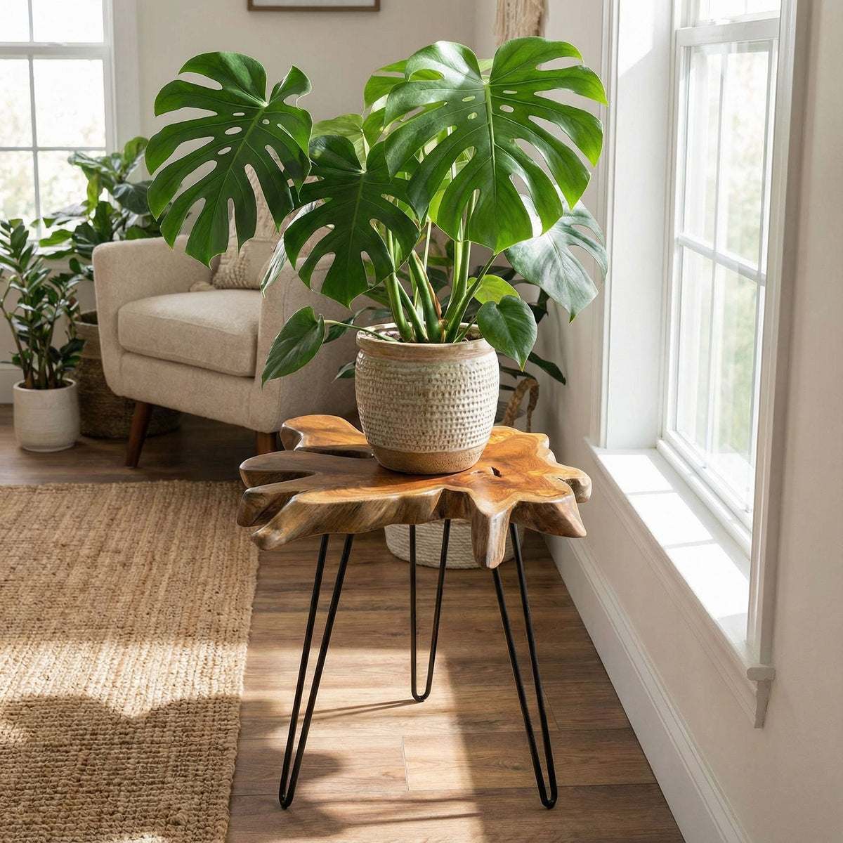 Bare Decor Evan Accent End Table with Solid Teak Root Top