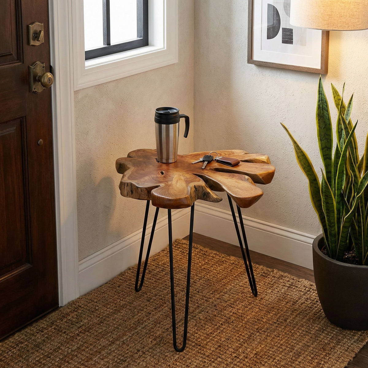 Bare Decor Evan Accent End Table with Solid Teak Root Top