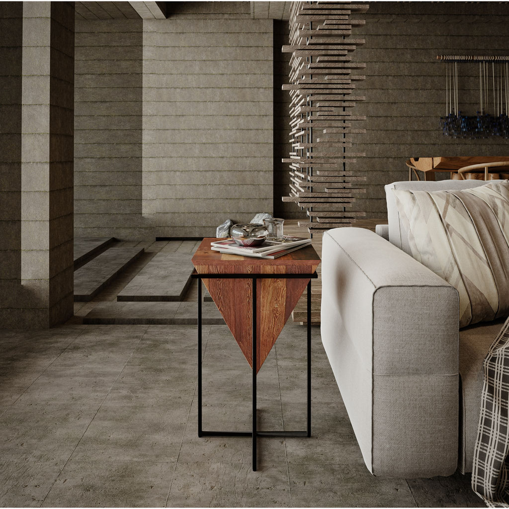 Bare Decor Compass Accent Table in Mango Wood with Metal Base, 16x16x24