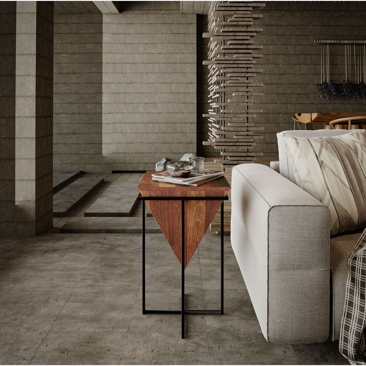 Bare Decor Compass Accent Table in Mango Wood with Metal Base, 16x16x24