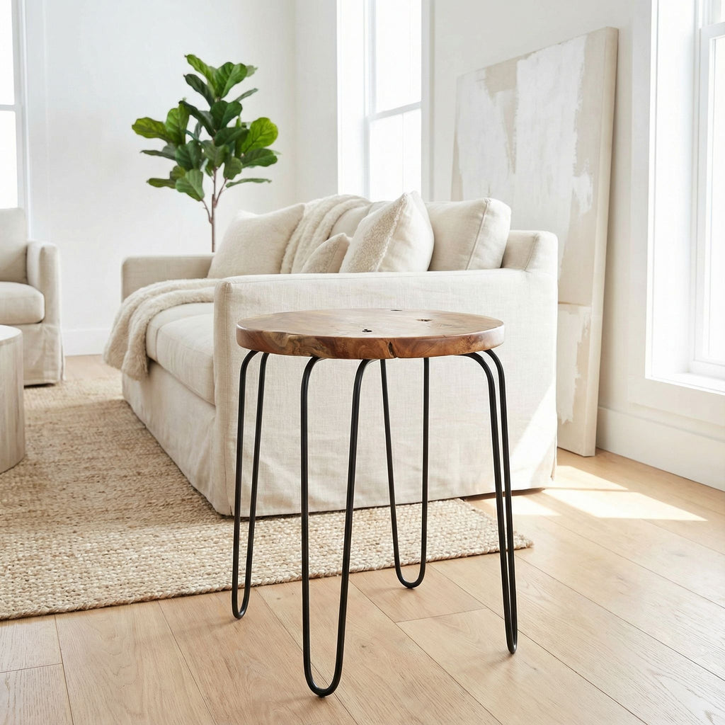 Bare Decor Lacie Accent End Table with round Solid Teak Root Top