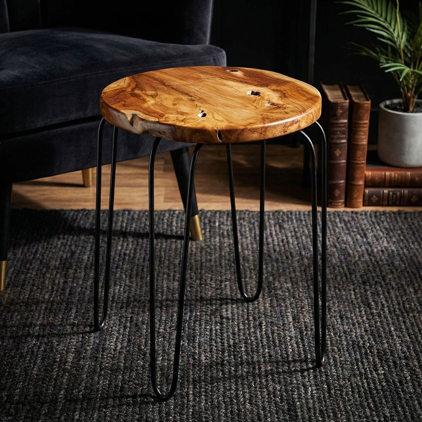 Bare Decor Lacie Accent End Table with round Solid Teak Root Top