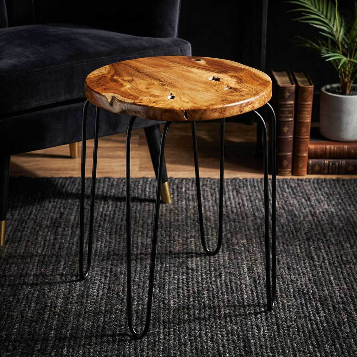 Bare Decor Lacie Accent End Table with round Solid Teak Root Top