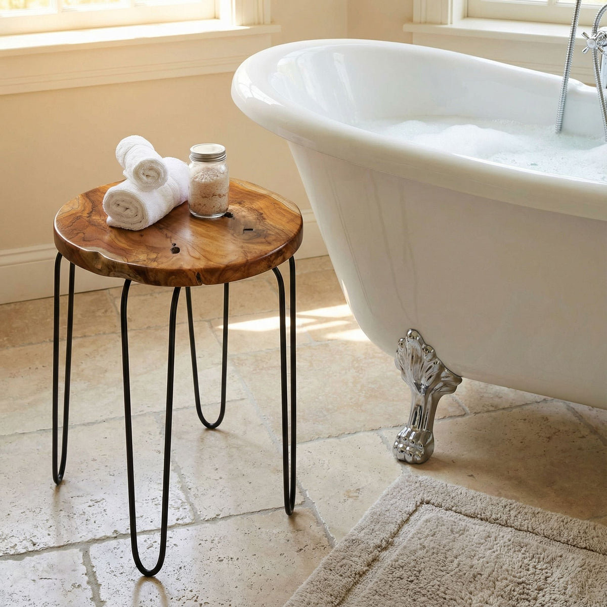 Bare Decor Lacie Accent End Table with round Solid Teak Root Top