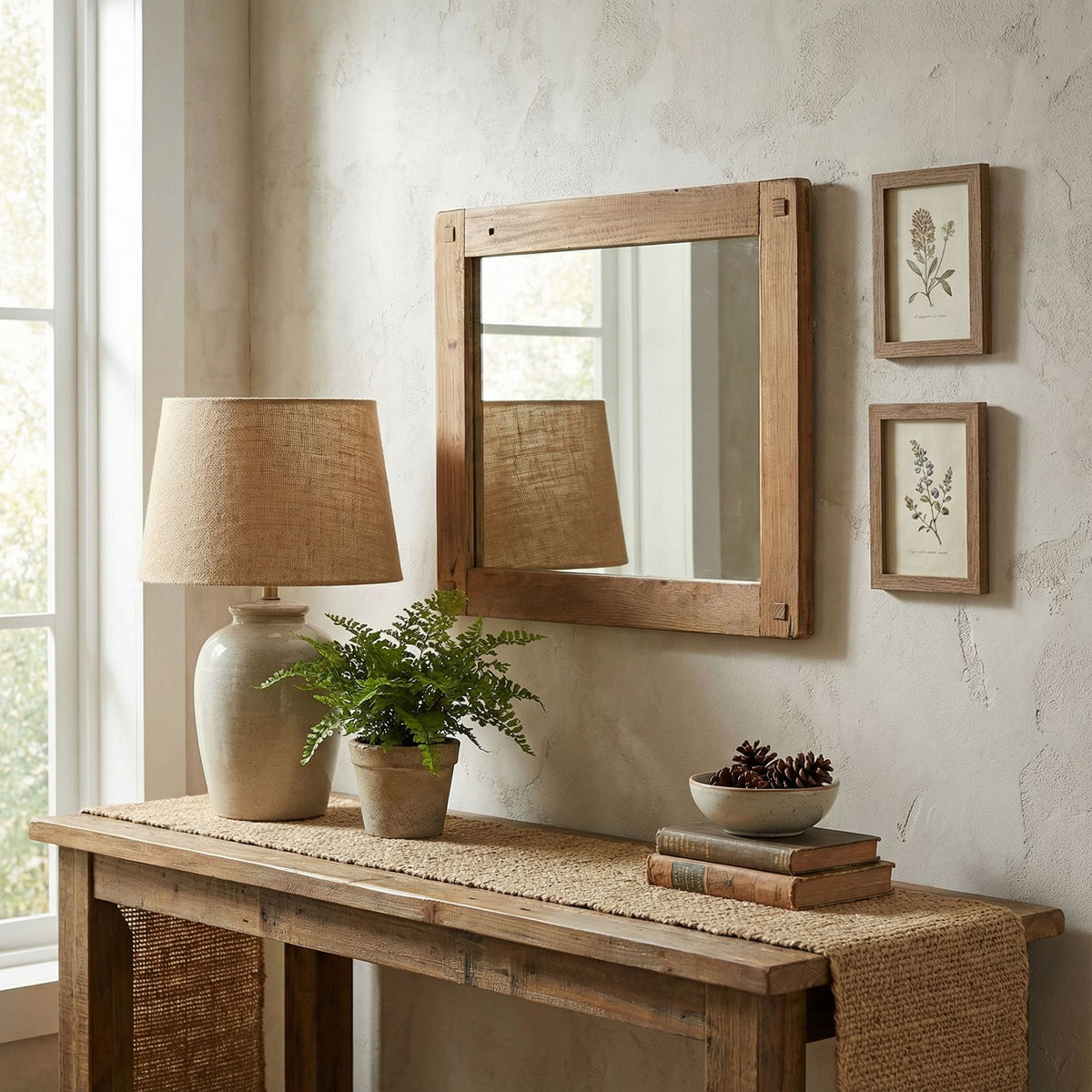 Bare Decor Dawson Wall Mount Mirror, Wood Framed