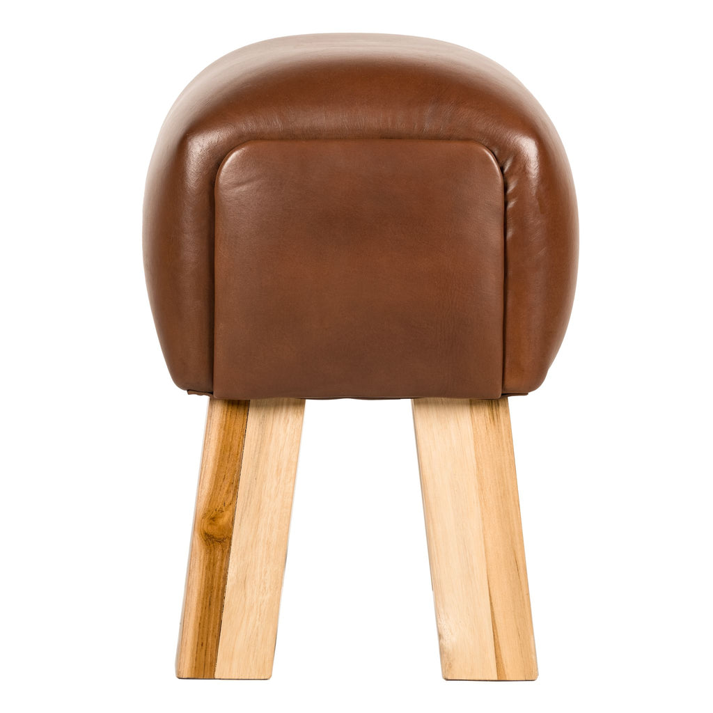 Bare Decor Gorgie Accent Stool in Brown Genuine Leather