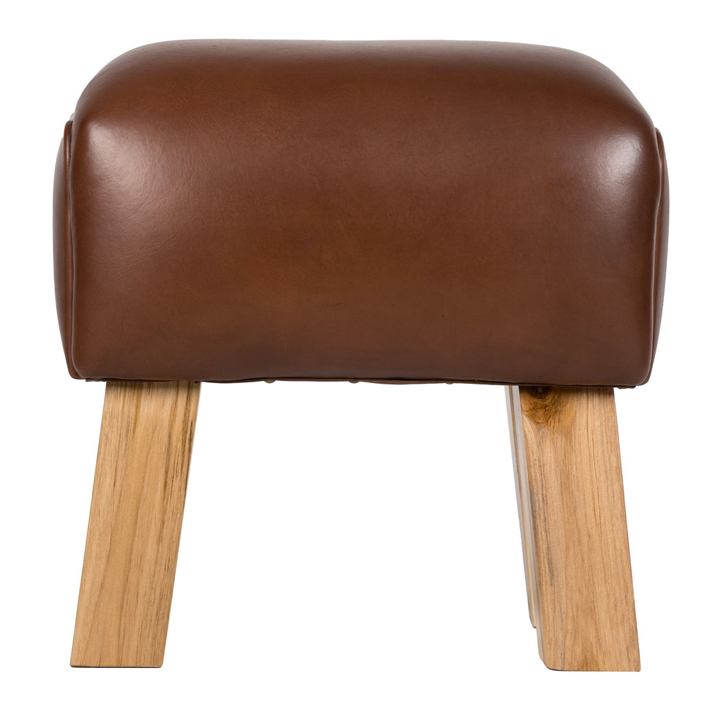 Bare Decor Gorgie Accent Stool in Brown Genuine Leather