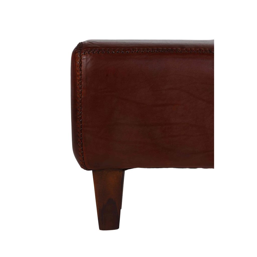Bare Decor Morgan Large Bench Genuine 100% Leather, Brown