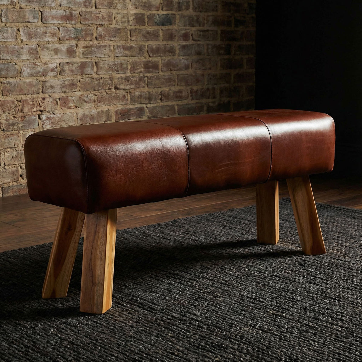 Bare Decor Lika  Bench Genuine 100% Leather, Brown