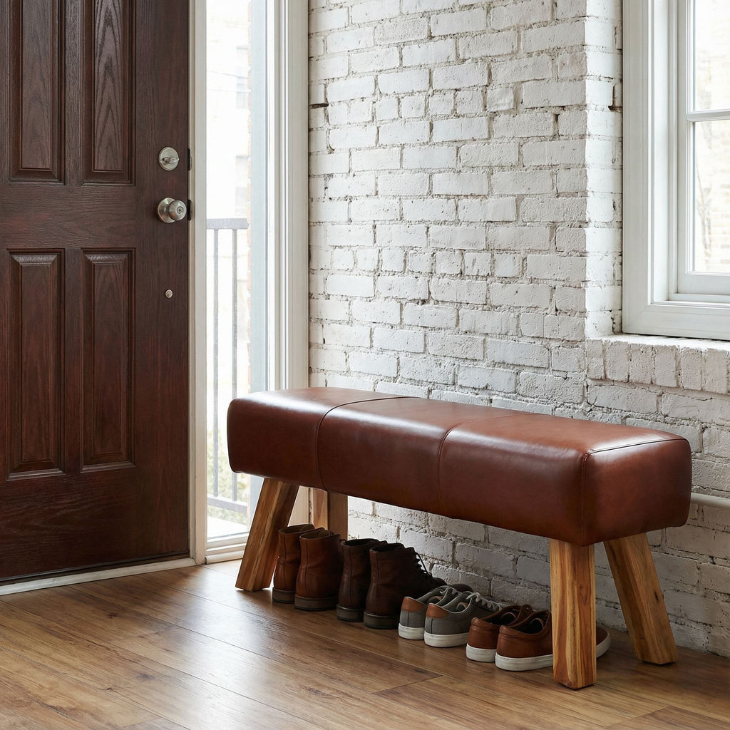 Bare Decor Lika  Bench Genuine 100% Leather, Brown