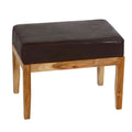 Bare Decor Luisa Bench Genuine 100% Leather and Teak, Brown